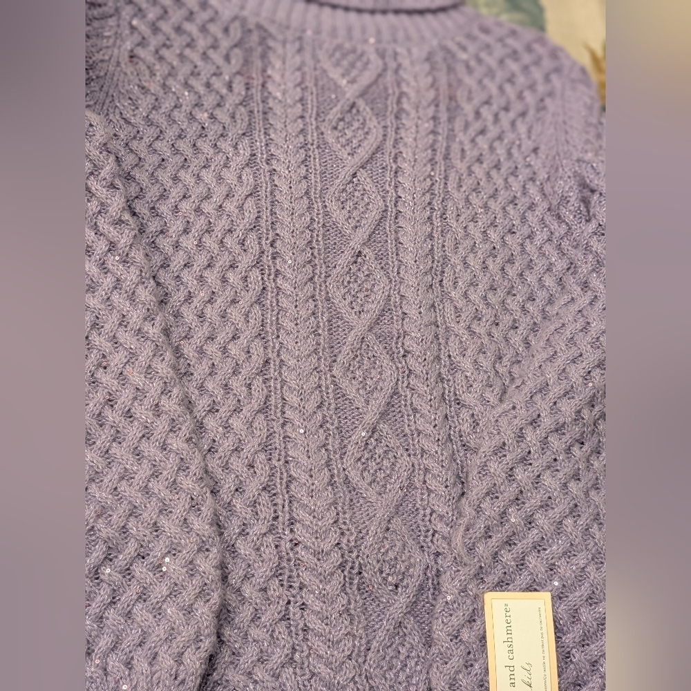 Cupcakes & Cashmere Cable Knit Turtle Neck Sweater/ Nwt/ 10/12 - Picture 2 of 4